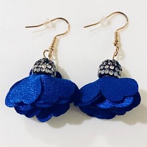 Blue Flower Petal Drop Earrings